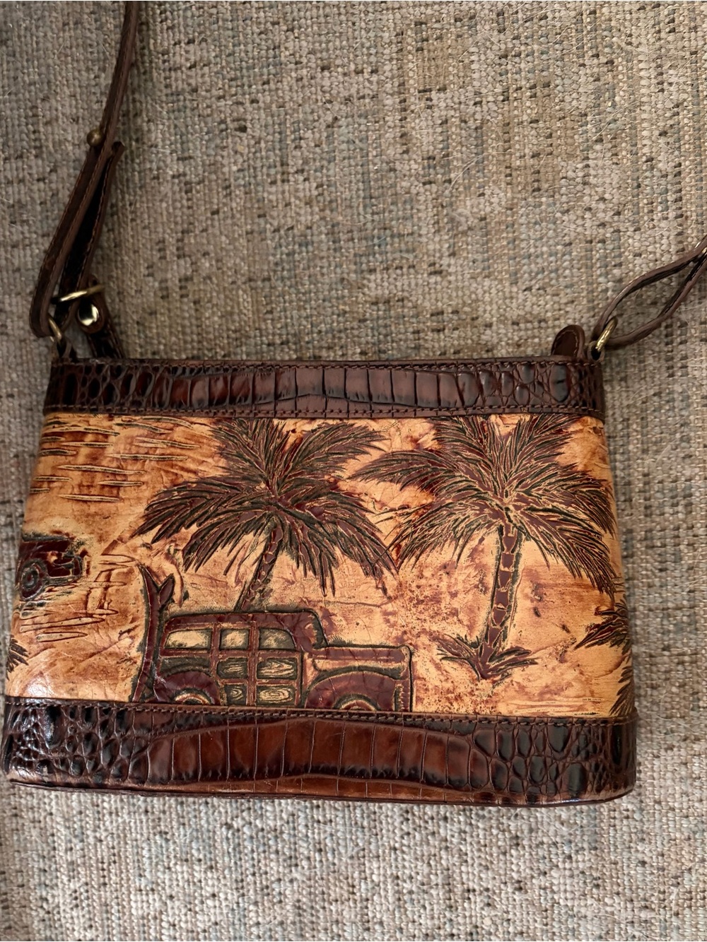 Brahmin Croc-Embossed Leather Wristlet in Deep Burgundy